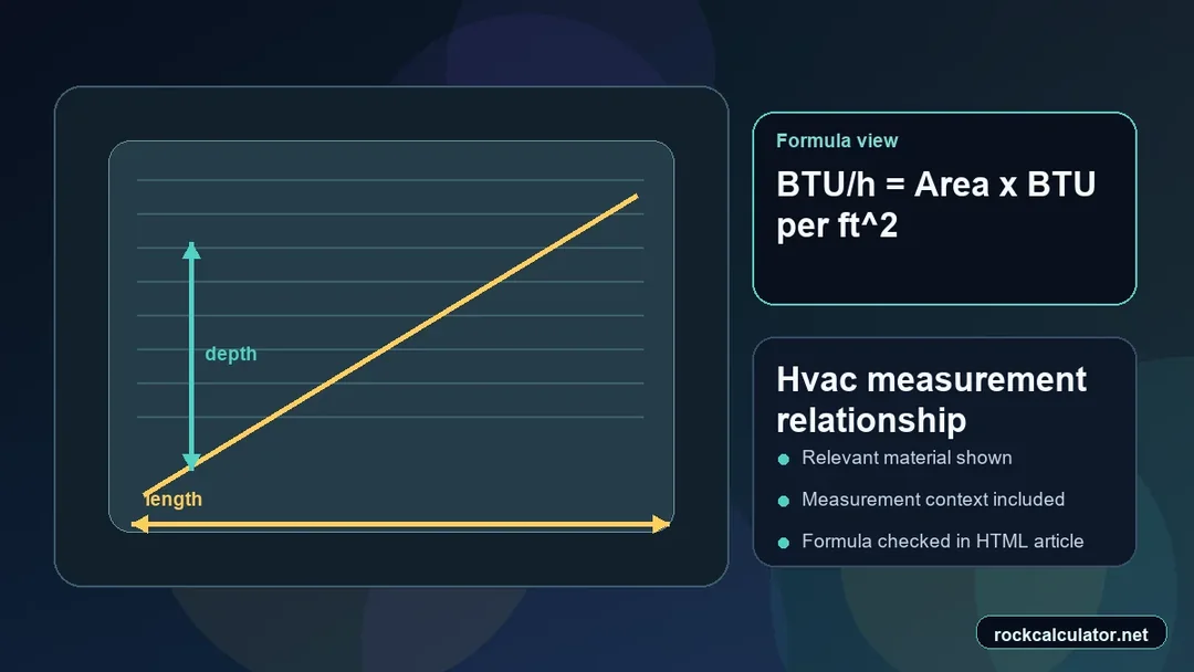 Hvac measurement view showing the BTU/h = Area x BTU per ft^2 formula context