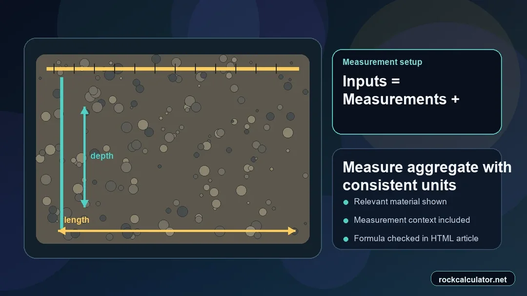 Aggregate setup with measuring tools and unit inputs before calculation