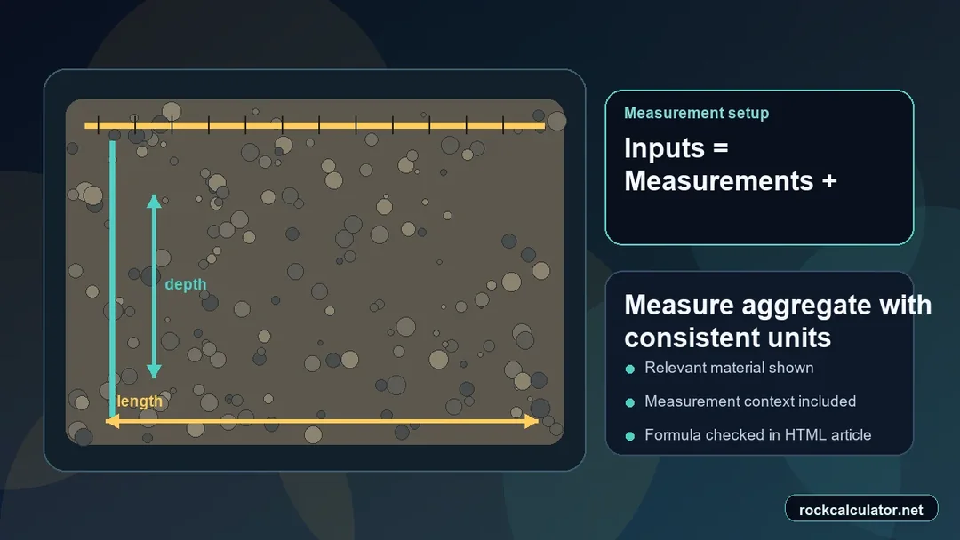 Aggregate setup with measuring tools and unit inputs before calculation