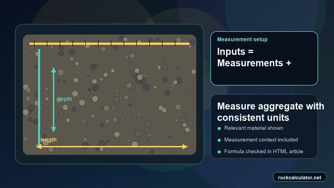 Aggregate setup with measuring tools and unit inputs before calculation