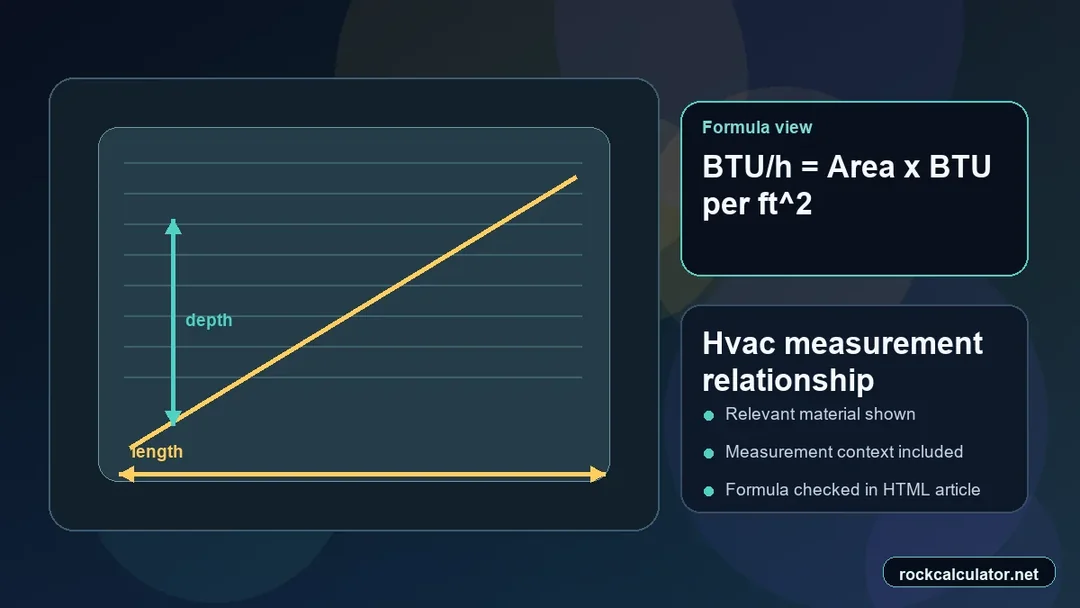 Hvac measurement view showing the BTU/h = Area x BTU per ft^2 formula context
