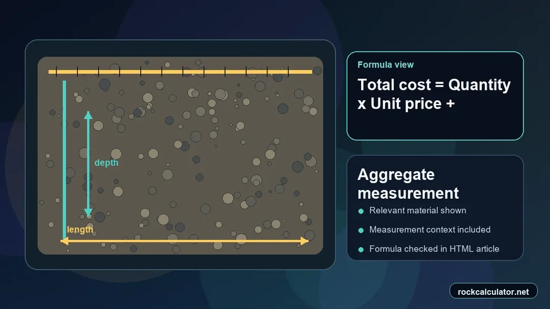 Aggregate measurement view showing the Total cost = Quantity x Unit price + Delivery formula context