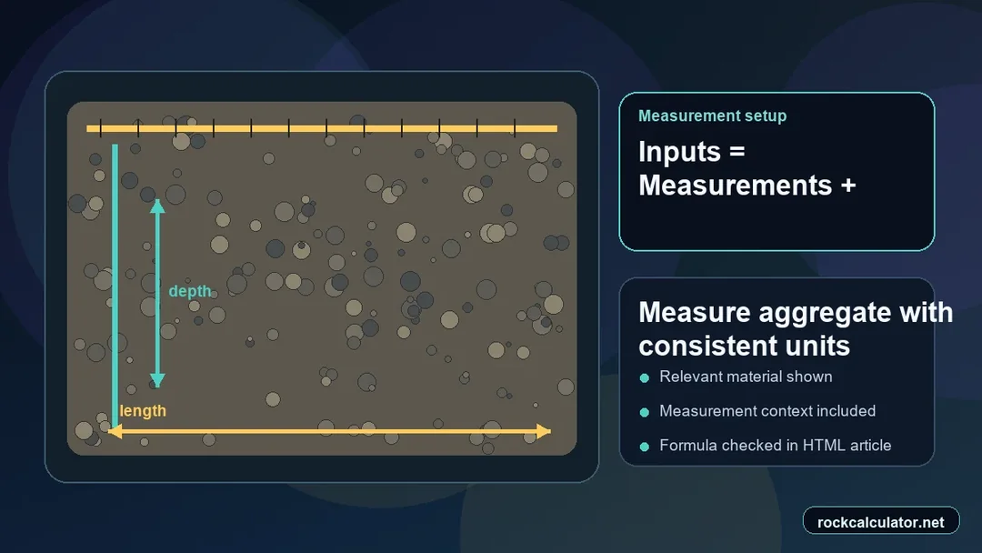 Aggregate setup with measuring tools and unit inputs before calculation