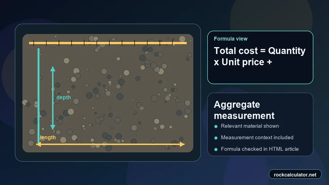 Aggregate measurement view showing the Total cost = Quantity x Unit price + Delivery formula context