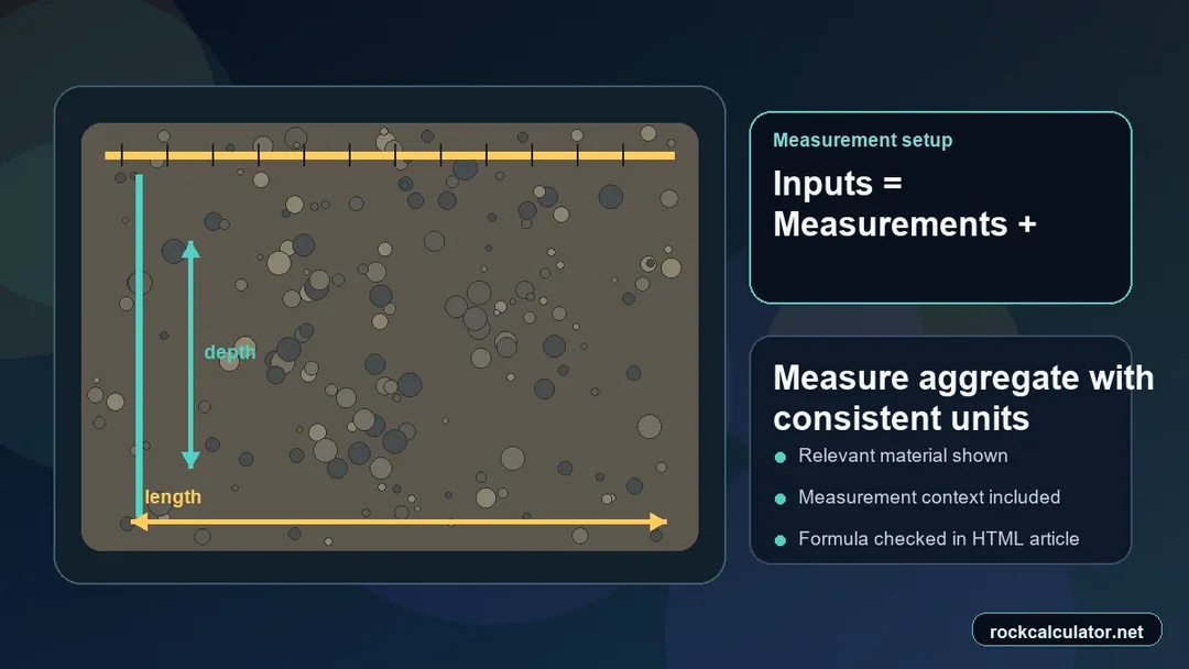 Aggregate setup with measuring tools and unit inputs before calculation