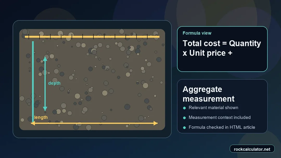 Aggregate measurement view showing the Total cost = Quantity x Unit price + Delivery formula context