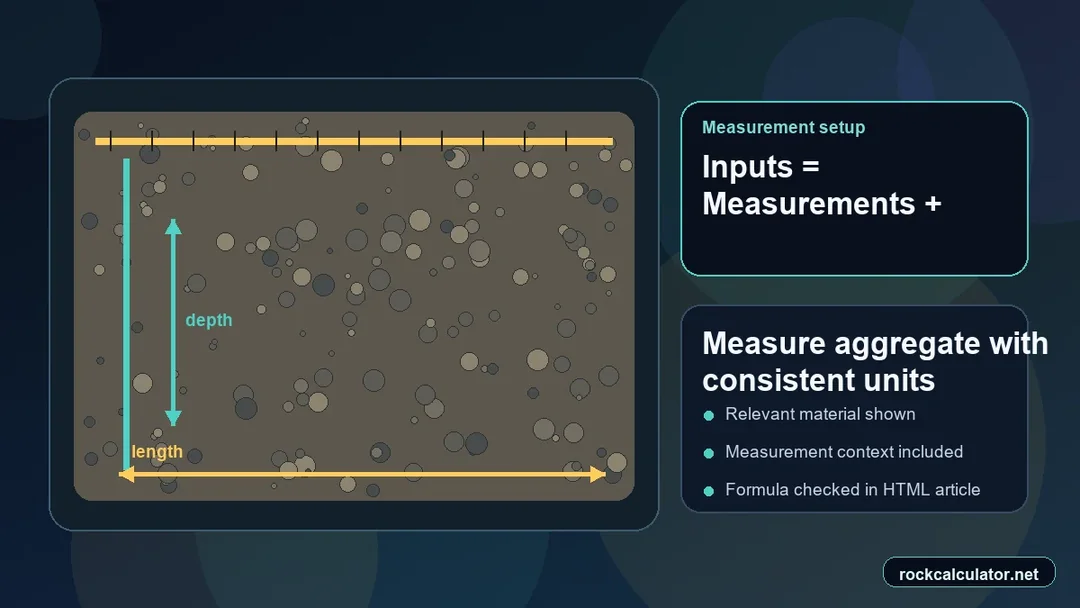 Aggregate setup with measuring tools and unit inputs before calculation
