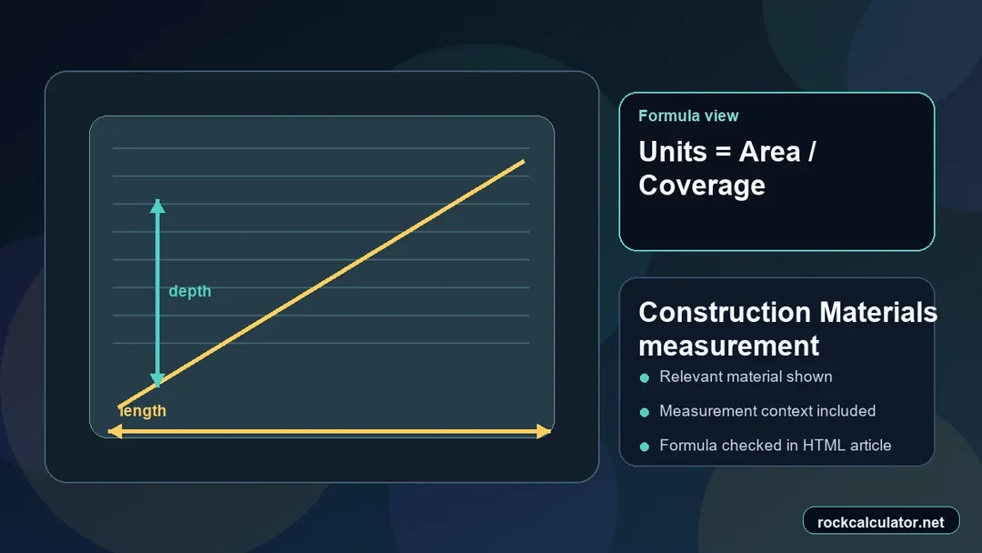 Construction Materials measurement view showing the Units = Area / Coverage formula context