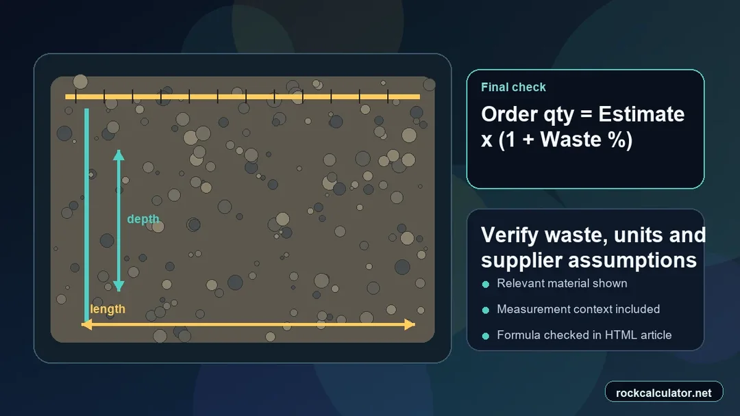 Aggregate best-practice check for waste, units and supplier confirmation
