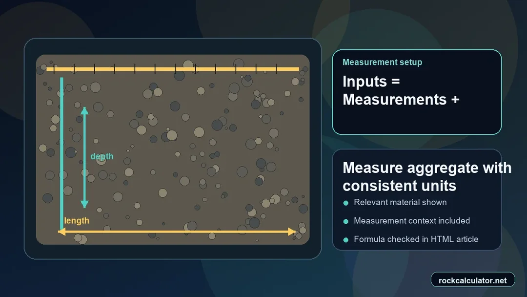 Aggregate setup with measuring tools and unit inputs before calculation