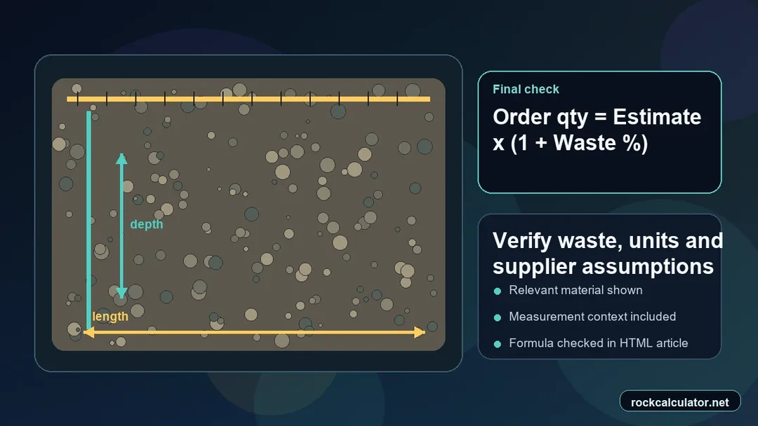 Rounded River Rock best-practice check for waste, units and supplier confirmation