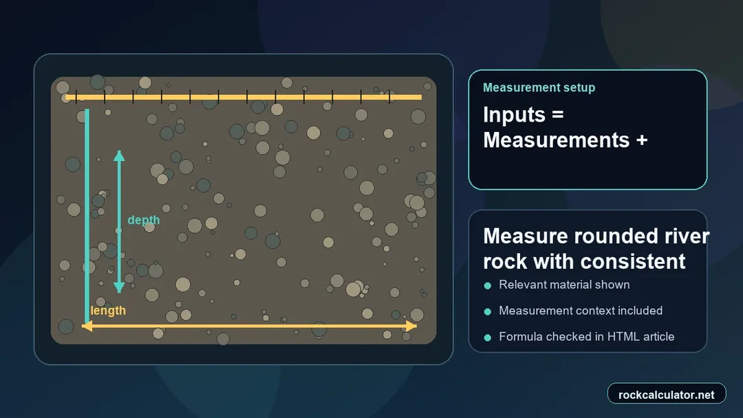 Rounded River Rock setup with measuring tools and unit inputs before calculation