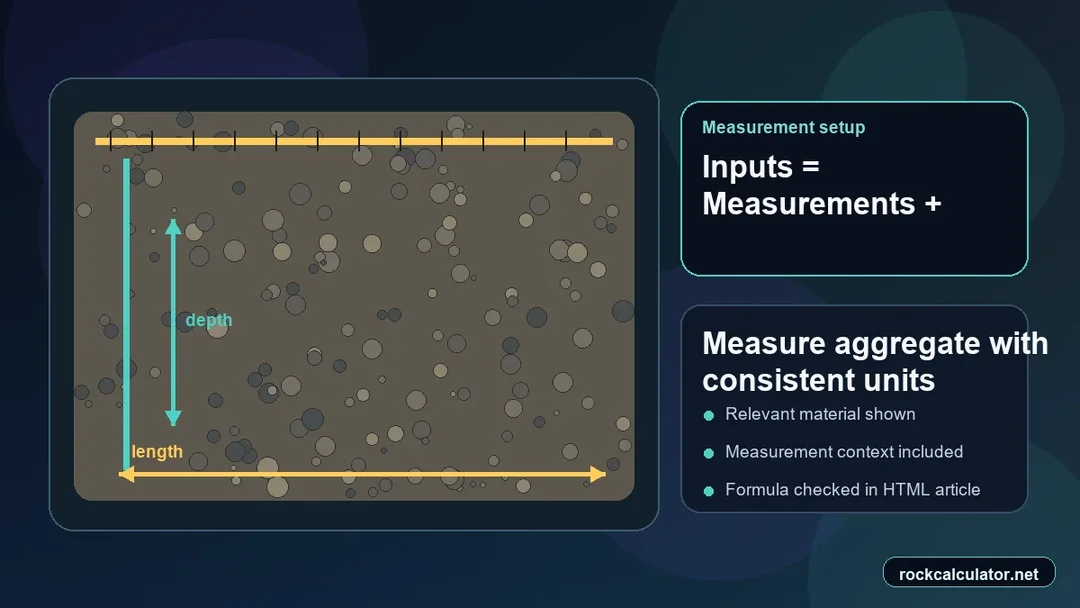 Aggregate setup with measuring tools and unit inputs before calculation