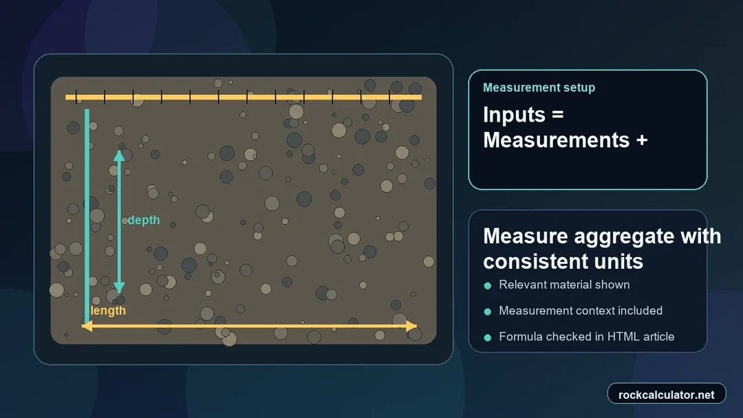 Aggregate setup with measuring tools and unit inputs before calculation