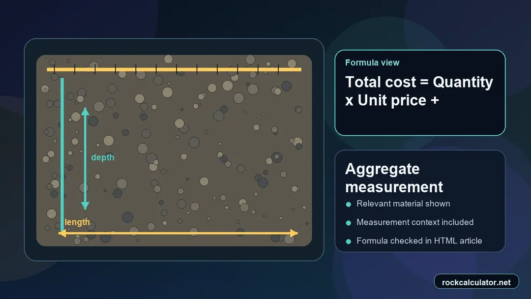 Aggregate measurement view showing the Total cost = Quantity x Unit price + Delivery formula context