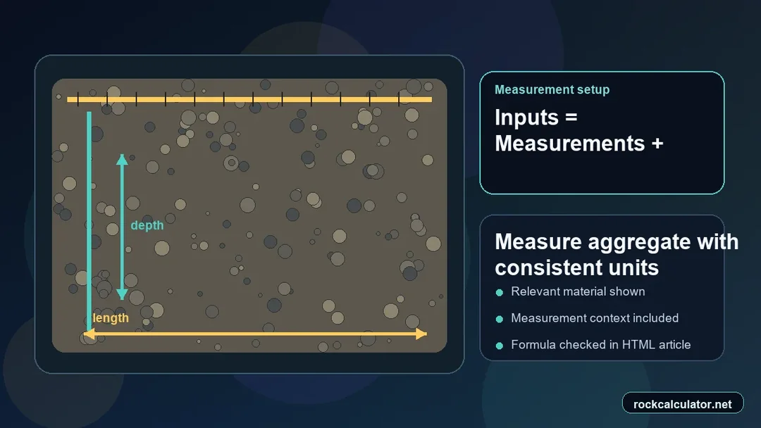 Aggregate setup with measuring tools and unit inputs before calculation