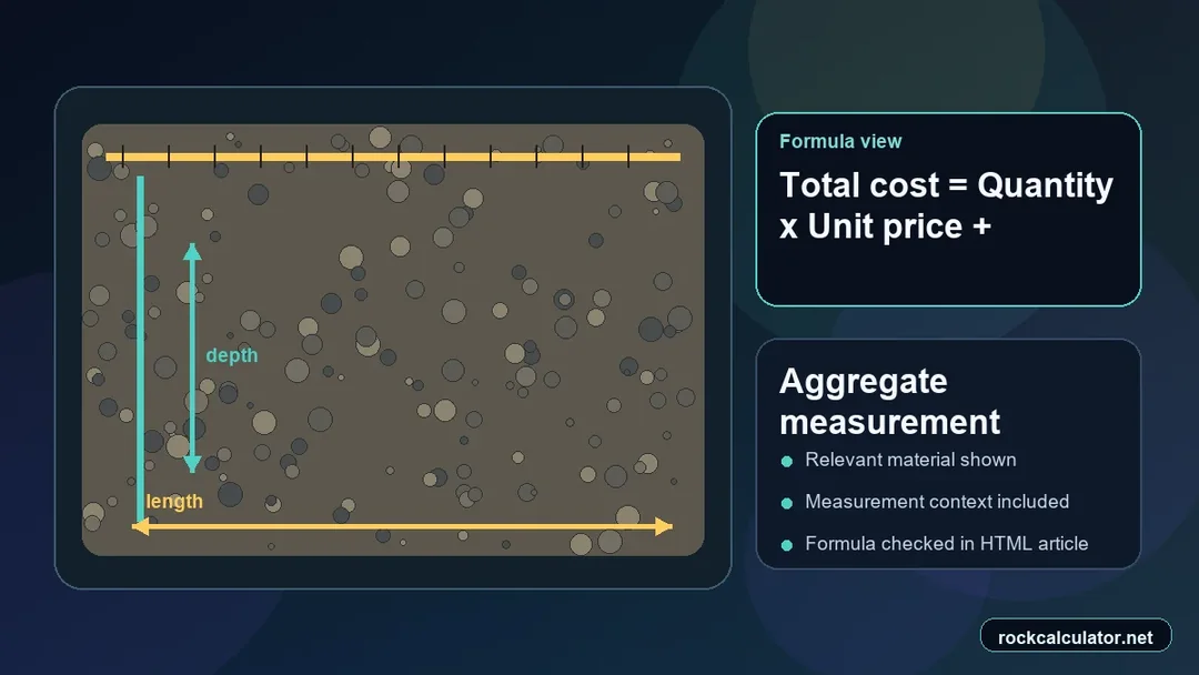 Aggregate measurement view showing the Total cost = Quantity x Unit price + Delivery formula context