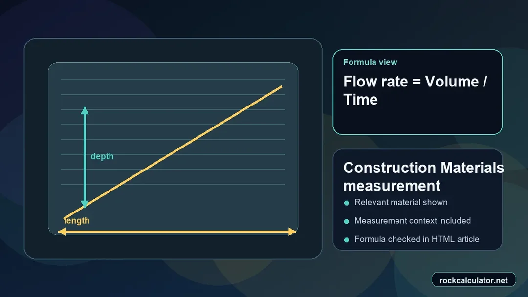 Water flow measurement view showing the Flow rate = Volume / Time formula context
