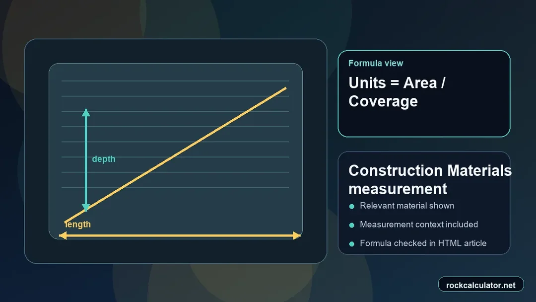 Construction Materials measurement view showing the Units = Area / Coverage formula context