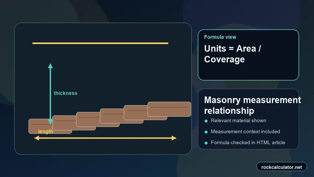Masonry measurement view showing the Units = Area / Coverage formula context