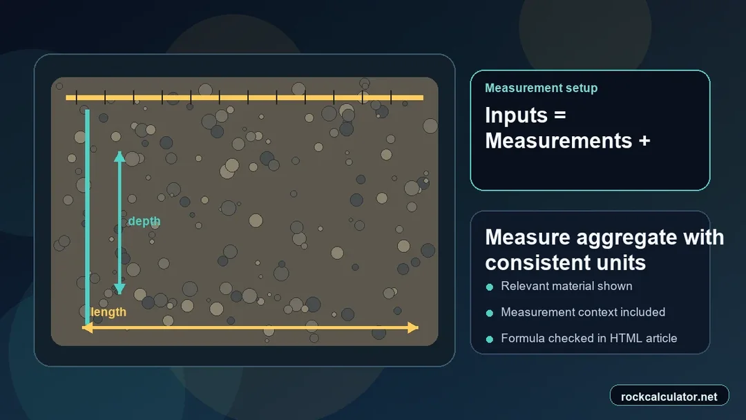 Aggregate setup with measuring tools and unit inputs before calculation