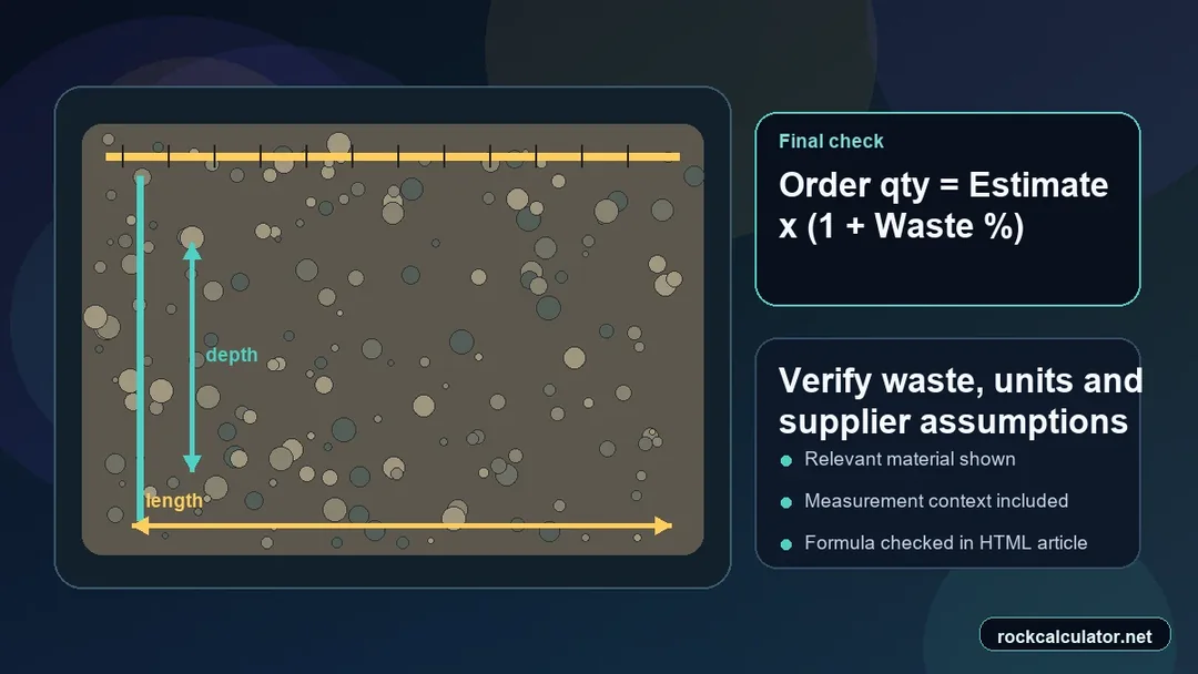 Rounded River Rock best-practice check for waste, units and supplier confirmation