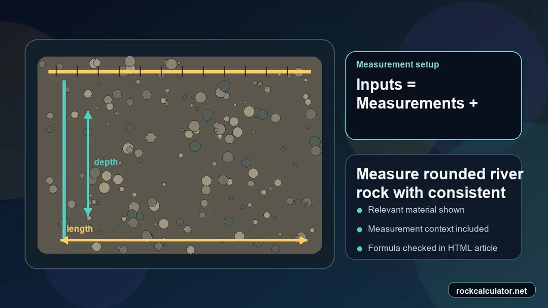 Rounded River Rock setup with measuring tools and unit inputs before calculation