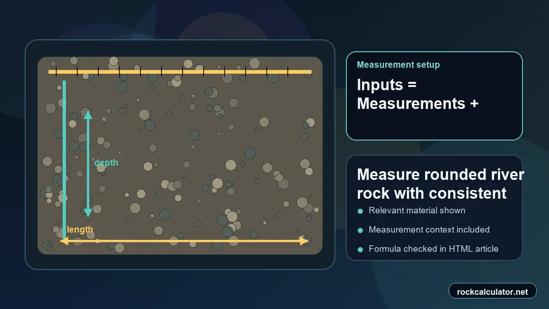 Rounded River Rock setup with measuring tools and unit inputs before calculation
