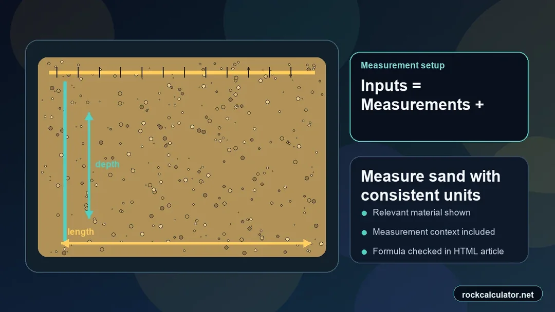 Sand setup with measuring tools and unit inputs before calculation