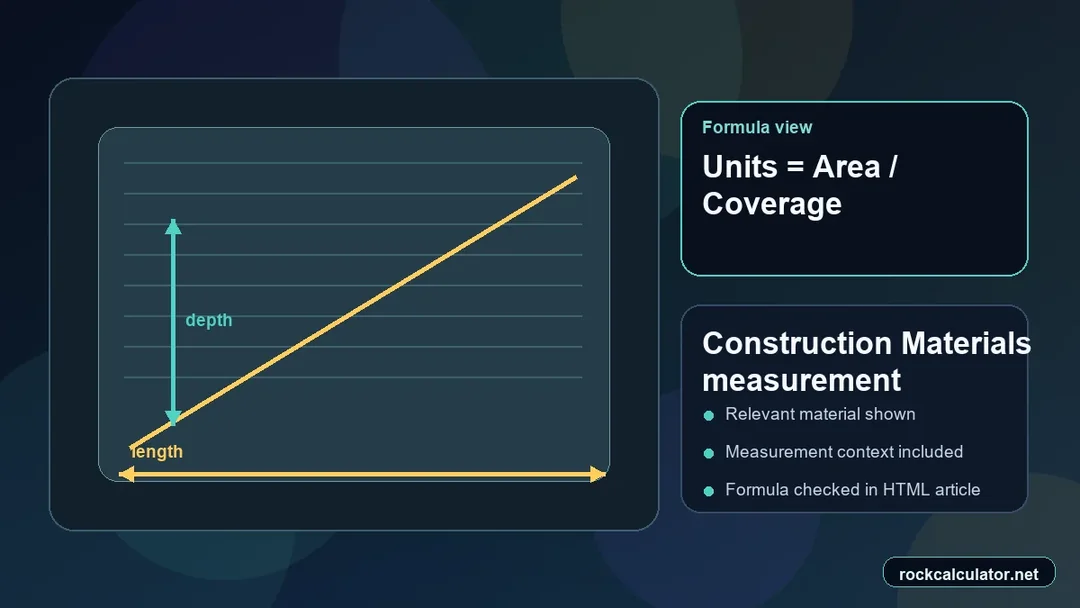 Construction Materials measurement view showing the Units = Area / Coverage formula context
