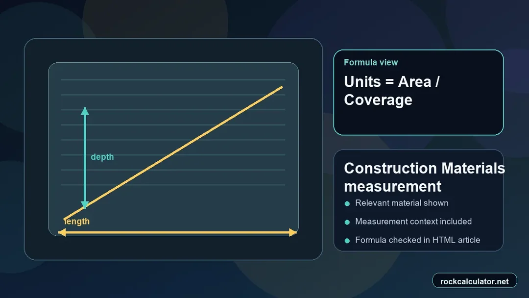 Construction Materials measurement view showing the Units = Area / Coverage formula context