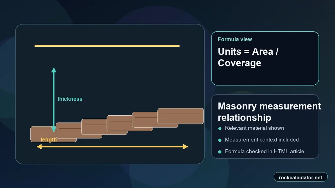 Masonry measurement view showing the Units = Area / Coverage formula context