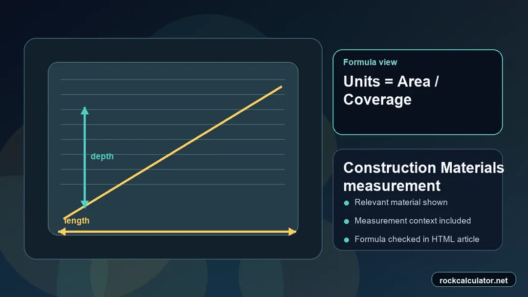 Construction Materials measurement view showing the Units = Area / Coverage formula context
