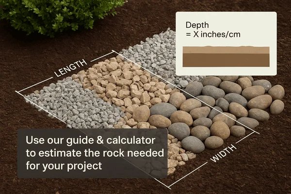 Preparing a garden bed with accurately measured rocks using Rock Calculator tool